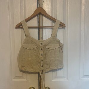 We The Free Tan Button-Front Crop Top